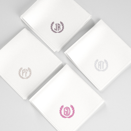 Set of 3 organic personalised handkerchiefs made in Paris France by Philippe Gaber  ©philippegaber