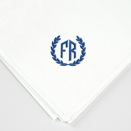 Organic handkerchief initials embroidered style Empire made in Paris by Philippe Gaber