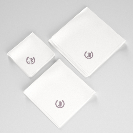 Set of 3 organic personalised handkerchiefs made in Paris France by Philippe Gaber 