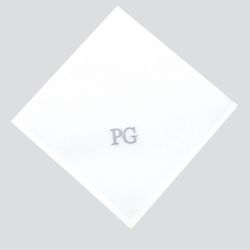 Mouchoirs coton bio personnalisés par Philippe Gaber à Paris avec initiales brodées Times Mouchoirs Made in France ©philippegaber