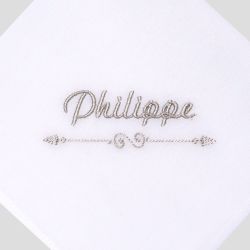 French organic handkerchief with Firstname embroidered  Philippe Gaber