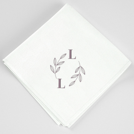 Set of 3 organic handkerchiefs with you Initials embroidered floral style made in Paris by PhilippeGaber ©philippegaber