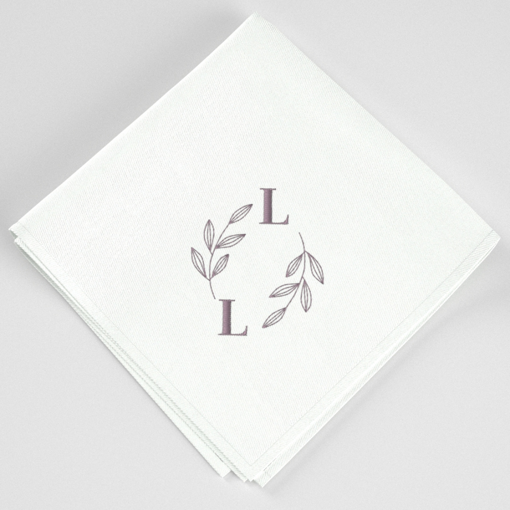 Set of 3 organic handkerchiefs with you Initials embroidered floral style made in Paris by PhilippeGaber