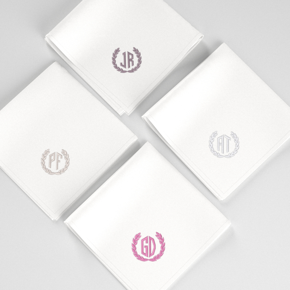 3 Handkerchiefs initials M3 embroidered made in Paris by PhilippeGaber