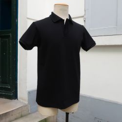 Black Organic Polo made in Paris  for men & women embroidered made in Paris by PhilippeGaber 