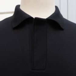 Polo piqué noir coton bio made in France fabriqué à Paris par PhilippeGaber