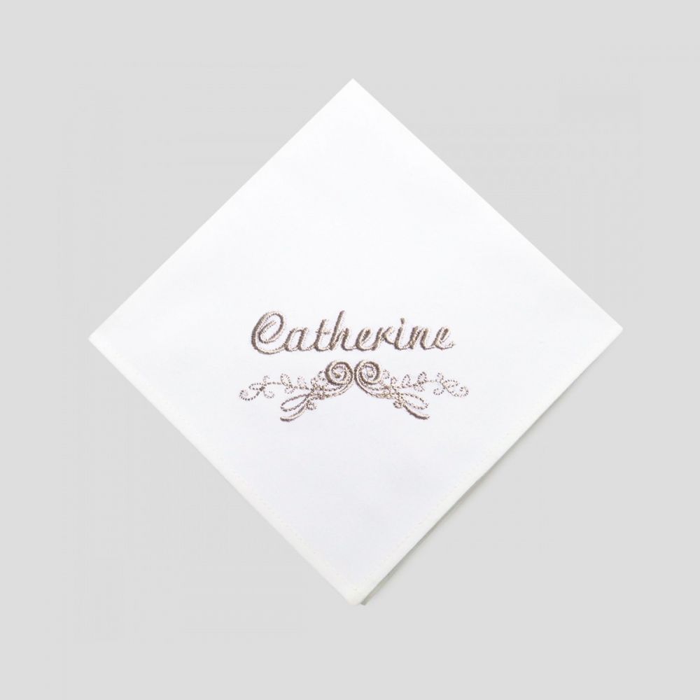 an organic Handkerchief Made in France with last name embroidered