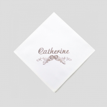 3 organic Handkerchief Made in France with your last name + floral ornament embroidered BY PHILIPPEgaber