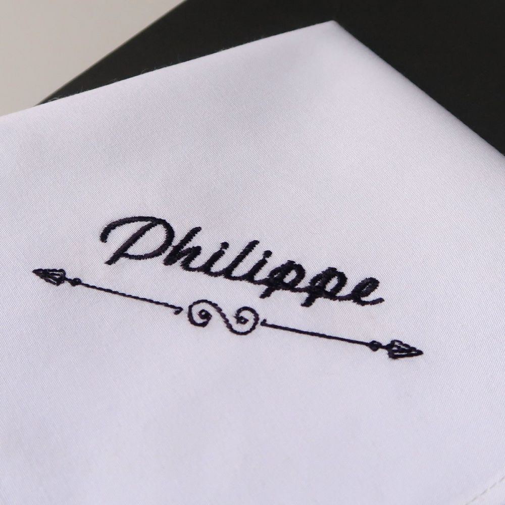 French organic handkerchief with Firstname embroidered  Philippe Gaber