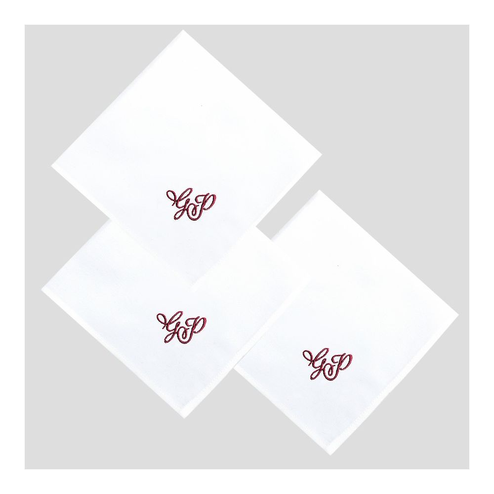 organic handkerchiefs embroidered initials in Style Romantic made in PARIS FRANCE by philippegaber