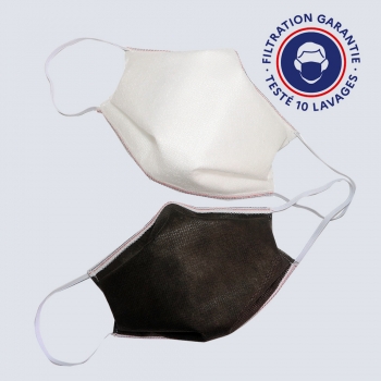 Masque blanc ou noir en non tissé Oeko-tex Catégorie 1 - testés 10 lavages fabriqué à Paris PhilippeGaber
