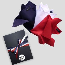 3 French tricolor Organic Handkerchiefs  made in Paris France by Philippe Gaber