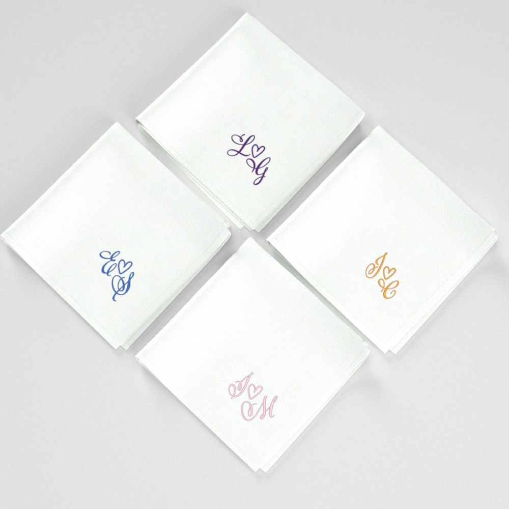©philippegaber Organic Handkerchief Made in France with your love embroidered initials made in Paris by PhilippeGaber