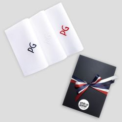 3 organic handkerchiefs with tricolore initials embroidered by Philippegaber madeinParis