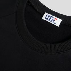 Sweatshirt bio noir à manches raglan et Made in France PhilippeGaber sweat-shirt bio pour homme et femme fabriqué à Paris ©philippegaber