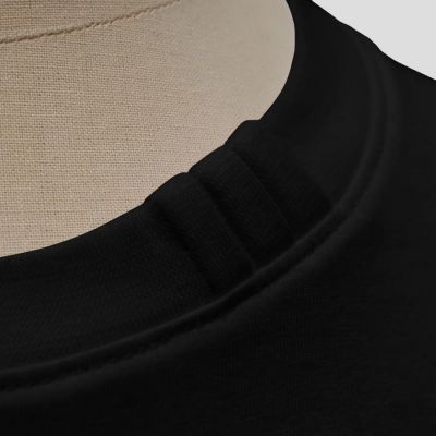 T-shirt français en coton biologique Gots noir avec 3 plis signature sur le col car fabriqué à Paris par PhilippeGaber