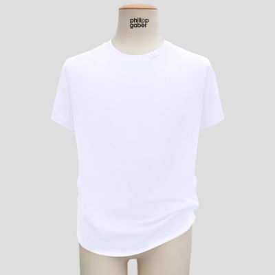 T-shirt français en coton biologique Gots blanc avec 3 plis signature sur le col car fabriqué à Paris par PhilippeGaber