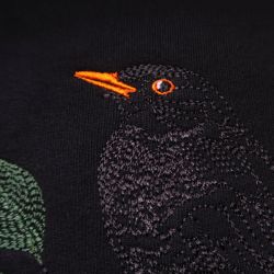 Organic T-shirt black bird embroidered Made in Paris by philippegaber