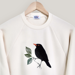 Organic Sweatshirt black bird embroidered & made in paris PhilippGaber