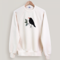 Organic natural Sweat-shirt Black bird embroidered made in Paris France by PhilippeGaber