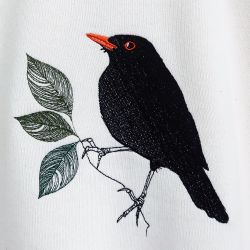 Organic natural Sweat-shirt Black bird embroidered made in Paris France by PhilippeGaber ©philippegaber
