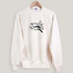 Organic Sweat-shirt with an Eurasian jay embroidered made in Paris by PhilippeGaber ©philippegaber