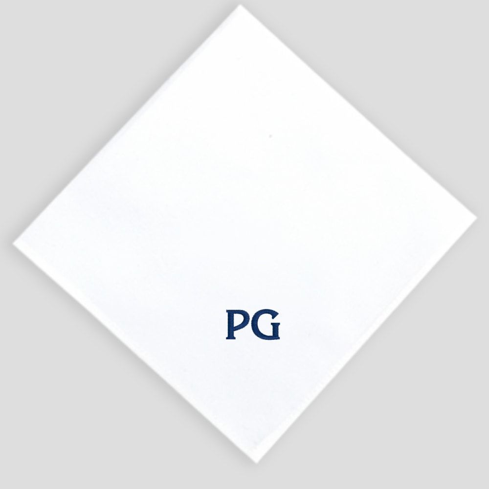 Organic handkerchiefs with initials embroidered chic style made in Paris by PhilippeGaber