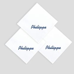 Mouchoirs français coton biologique personnalisés prénoms brodé et   fabriqués à Paris PhilippeGaber ©philippegaber