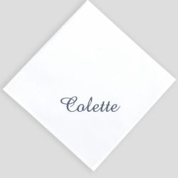 Mouchoirs français coton biologique personnalisés prénom brodé style Colette fabriqués à Paris PhilippeGaber ©philippegaber