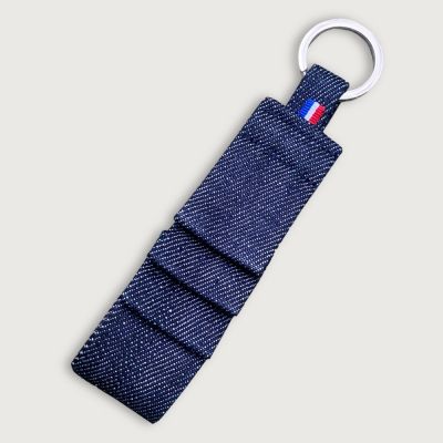 Organic Denim keychain with 3 folds Made in Paris France by Philippegaber