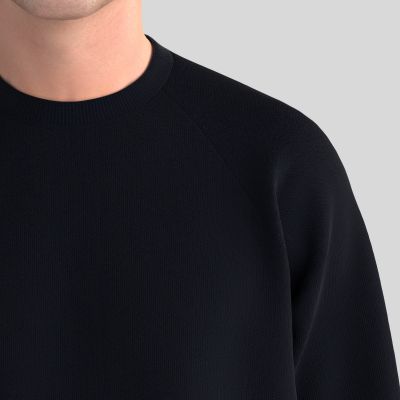 Sweatshirt bio French Terry Bleu marine manches raglan fabriqué à Paris France par  PhilippeGaber