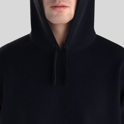 Sweat-shirt à capuche coton biologique GOTS hoodie French Terry NOIR fabriqué à Paris par PhilippeGaber
