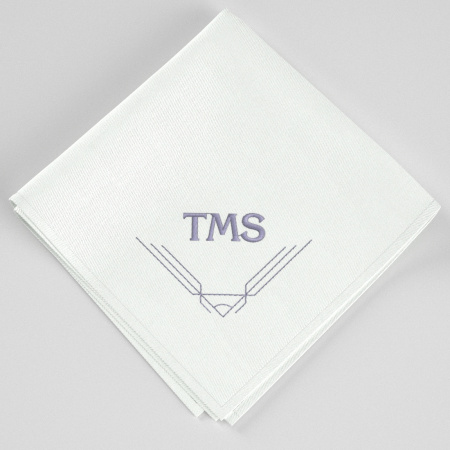 3 personalized handkerchiefs embroidered  with your initiales Art deco style made in PARIS France by PhilippeGaber