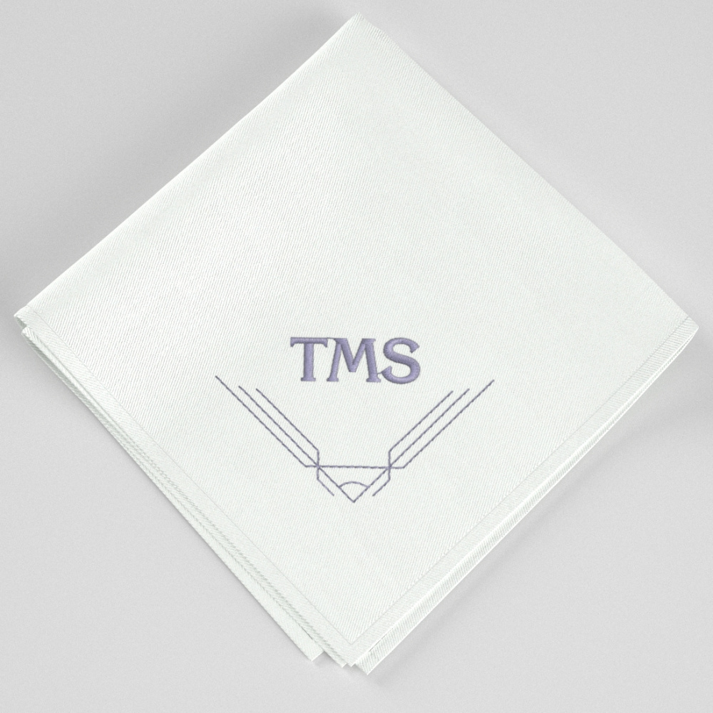 Personalized  organic handkerchiefs with your initials and ornements <br>embroidered and made in Paris by Philipp Gaber since 2009 