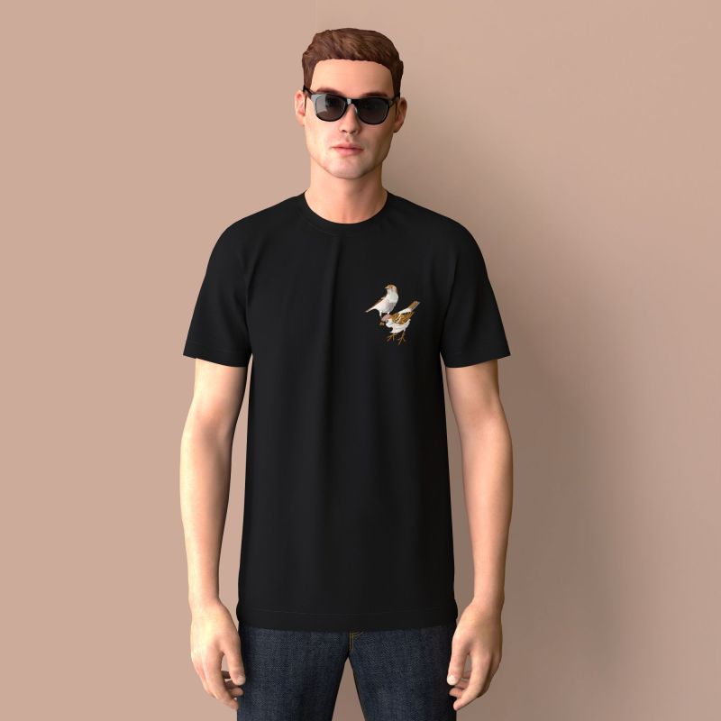 Organic T-shirt with Sparrows embroidered PhilippGaber