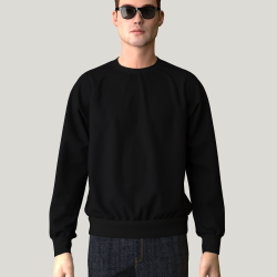 Sweatshirt bio noir à manches raglan et Made in France PhilippeGaber sweat-shirt bio pour homme et femme fabriqué à Paris