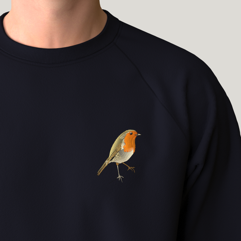 100% organic cotton sweatshirt with a Robin embroidered and made in Paris by PHILIPPE GABER sweatshirt Made in France