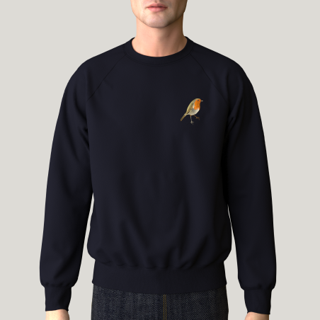 100% organic cotton sweatshirt with a Robin embroidered and made in Paris by PHILIPPE GABER sweatshirt Made in France