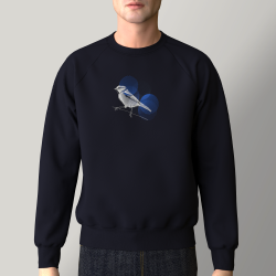 Organic sweatshirt blue chickade embroidery made in Paris PhilippGaber