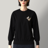 Women's sweatshirt in organic cotton with a couple of sparrows embroidered and made in Paris by PhilippeGaber