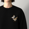 Woman Organic Sweatshirt couple of sparrows embroidered PhilippeGaber