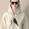 Organic cotton natural sweatshirt ecru Parisian merle embroidery made and embroidered in Paris Philippegaber