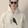 Organic cotton natural sweatshirt ecru Parisian merle embroidery made and embroidered in Paris Philippegaber