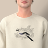 Organic Sweat-shirt with an Eurasian jay embroidered made in Paris by PhilippeGaber