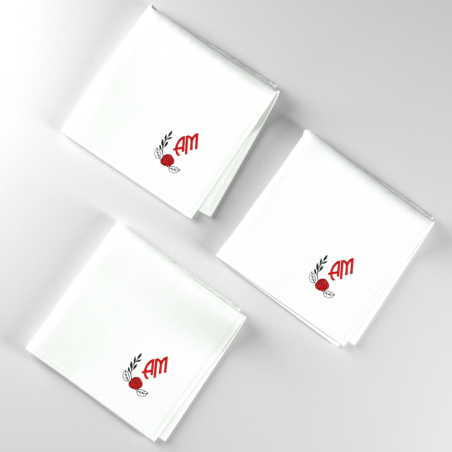 3 handkerchiefs embroidered with initials & Rose by PhilippGaber