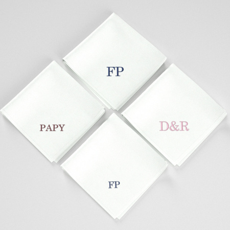 Mouchoirs français initiales brodéés style intemporel PhilippGaber