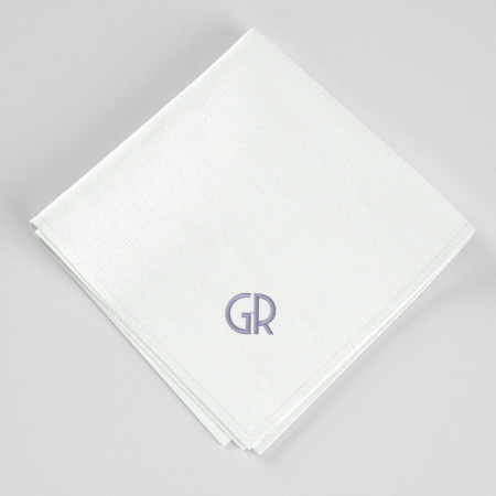 3 Organic handkerchiefs with your initials Deco Style embroidered & Made in Paris France by Philippe Gaber
