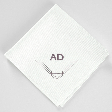 3 personalized handkerchiefs initiales Art deco style Philippe Gaber