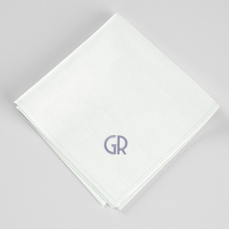 One Organic handkerchief with your embroidered initials Classical ArtDeco