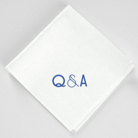 One Organic handkerchief with your embroidered initials Classical ArtDeco